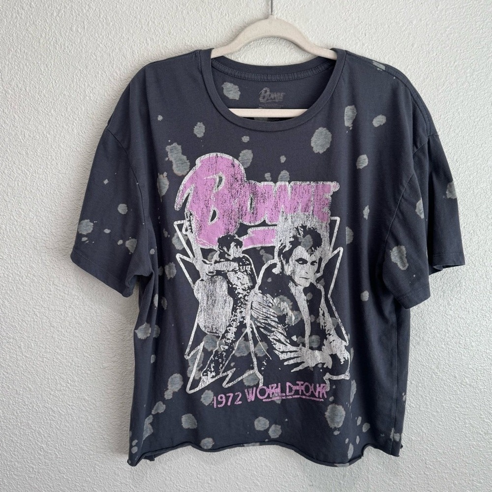 David Bowie Womens S/M Graphic Band Tee Shirt Distressed 90s Boho Festival Music